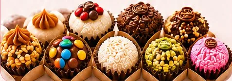Docinhos gourmet com coberturas variadas