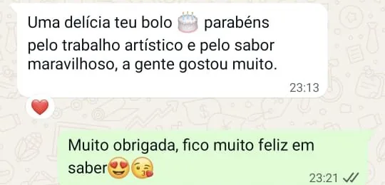 Print de conversa no WhatsApp com a cliente Nara elogiando a Camila